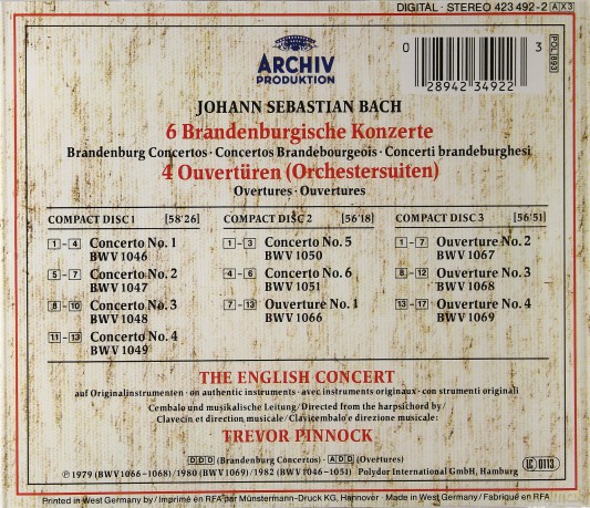 Pinnock: Bach: Orchestral Works [3CD]
