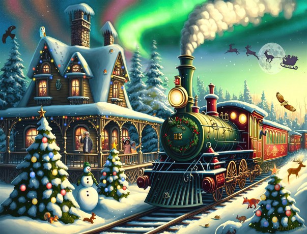The Christmas Express Train 1000 Piece Festive Santa Jigsaw Puzzle For Adults - Family Fun Games For Xmas - Made In Britain Size 66 x 50cm [PUZZLE]