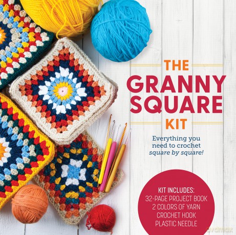 The Granny Square Kit: Everything You Need to Crochet Square by Square! Kit Includes: 32-page Project Book, 2 Colors of Yarn, Crochet Hook, Plastic Needle - Margaret Hubert [KSIĄŻKA]