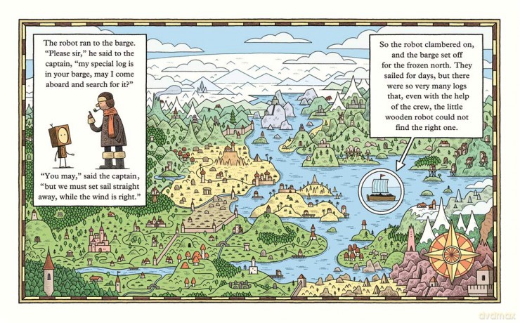 The Little Wooden Robot and the Log Princess: Winner of Foyles Children's Book of the Year - Tom Gauld [KOMIKS]