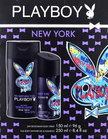 Zestaw Playboy New York Man Deodorant Body Spray 150ml, Żel pod Prysznic 250ml [PERFUMY]+[KOSMETYKI]