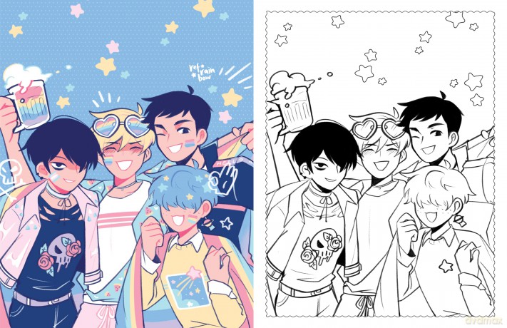 The Official Boyfriends. Coloring Book: 46 original illustrations to color and enjoy (WEBTOON) - refrainbow [KOMIKS]