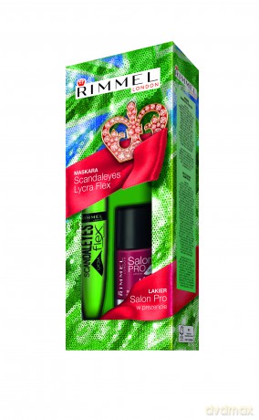 Zestaw Rimmel Tusz do Rzęs Scandaleyes Lycra Flex czarna, Lakier do Paznokci Salon Pro [2xKOSMETYKI]
