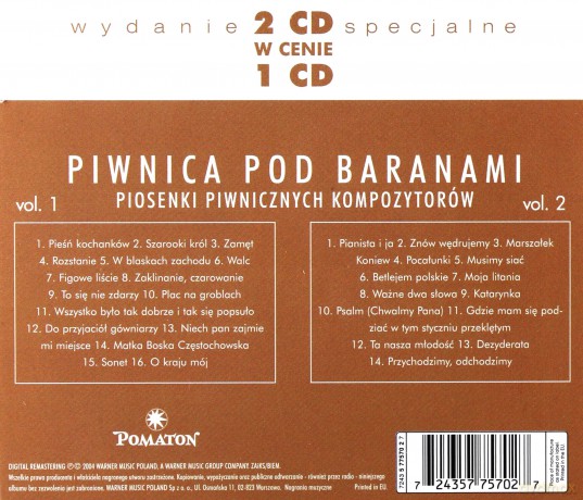 Piwnica Pod Baranami: Piosenki Piwnicznych Kompozytorów Vol1/2 [2CD]