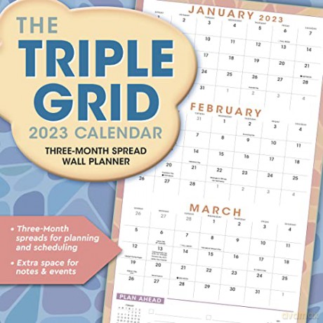 The Triple Grid 2023 Calendar: Three-month Spread Wall Planner (WALL 16 MONTH) [KALENDARZ]