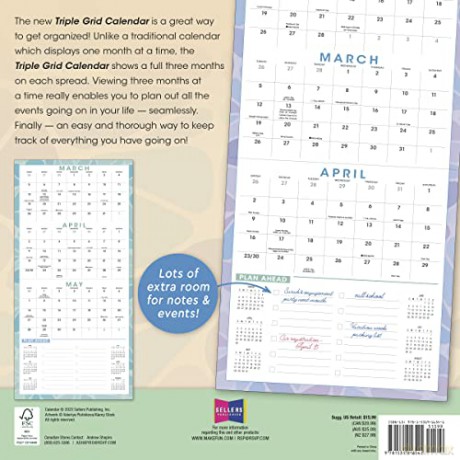 The Triple Grid 2023 Calendar: Three-month Spread Wall Planner (WALL 16 MONTH) [KALENDARZ]