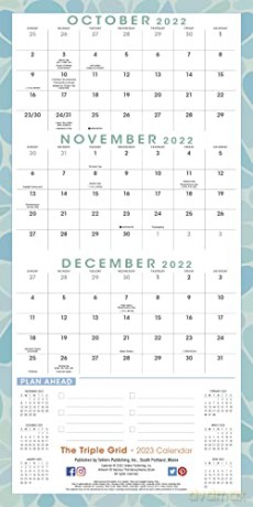The Triple Grid 2023 Calendar: Three-month Spread Wall Planner (WALL 16 MONTH) [KALENDARZ]