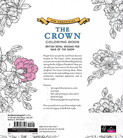 The Unofficial The Crown Coloring Book: British royal designs for fans of the show - becker&mayer! [KSIĄŻKA]