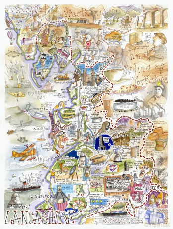 Tim Bulmer's Comical Lancashire Map Art - 1000-Piece Adult Jigsaw Puzzle, Large 66cm x 50cm Size. A Delightfully Challenging Yet Amusing Experience [PUZZLE]