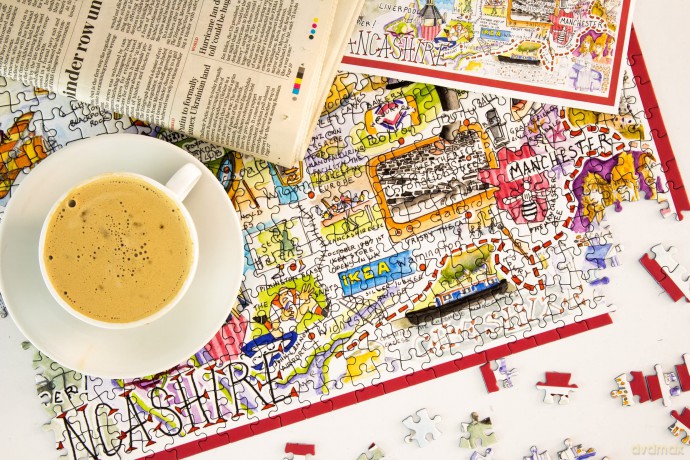 Tim Bulmer's Comical Lancashire Map Art - 1000-Piece Adult Jigsaw Puzzle, Large 66cm x 50cm Size. A Delightfully Challenging Yet Amusing Experience [PUZZLE]