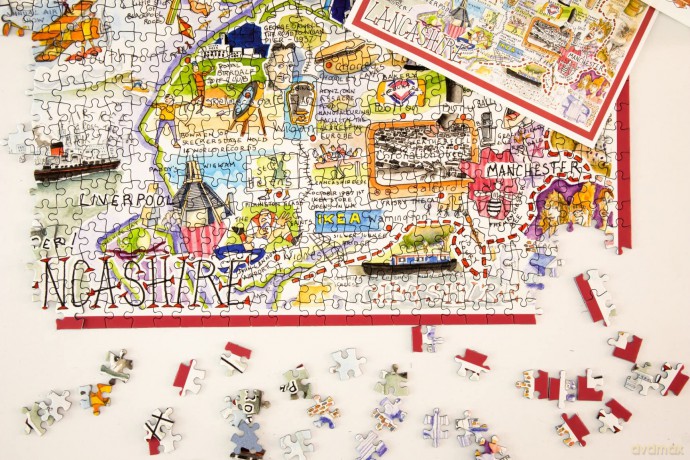 Tim Bulmer's Comical Lancashire Map Art - 1000-Piece Adult Jigsaw Puzzle, Large 66cm x 50cm Size. A Delightfully Challenging Yet Amusing Experience [PUZZLE]