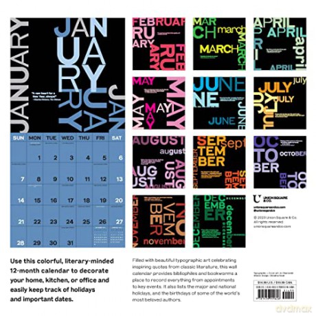 Time Lines: A Year of Quotes from Classic Literature-2024 Wall Calendar - Union Square [KALENDARZ]