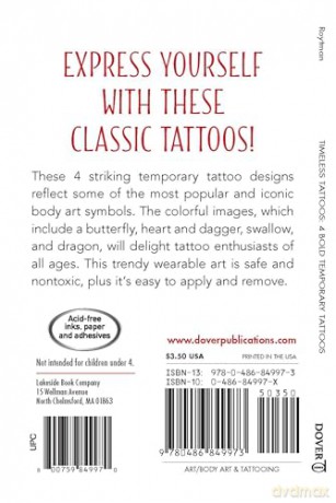 Timeless Tattoos: 4 Bold Temporary Tattoos (Dover Tattoos) - Arkady Roytman [KSIĄŻKA]