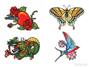 Timeless Tattoos: 4 Bold Temporary Tattoos (Dover Tattoos) - Arkady Roytman [KSIĄŻKA]