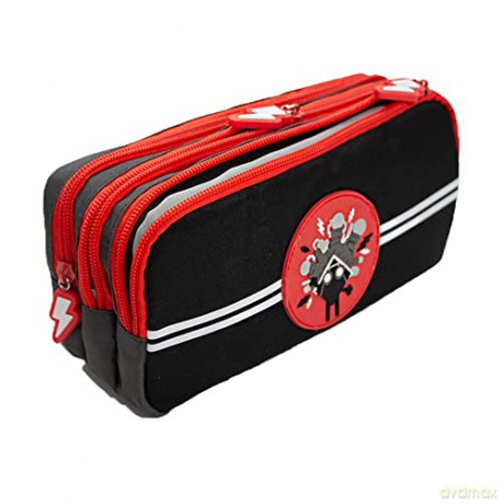 Tinc Black Triple Zip School Pencil Case - Three Large Pockets Perfect for Stationery, KRTRIPPC