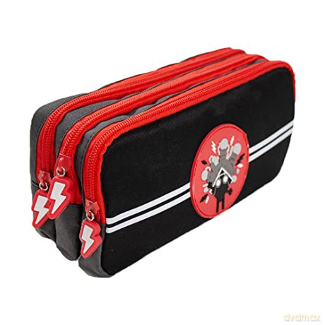 Tinc Black Triple Zip School Pencil Case - Three Large Pockets Perfect for Stationery, KRTRIPPC