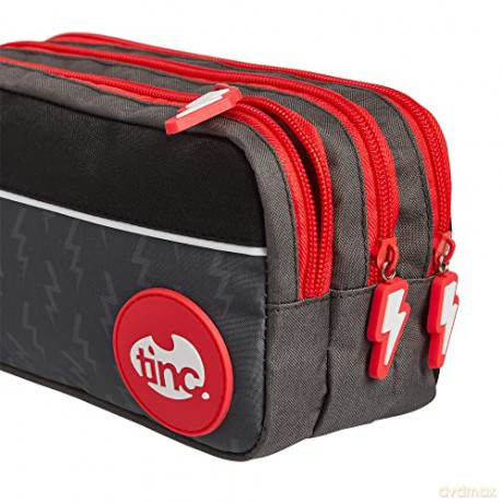 Tinc Black Triple Zip School Pencil Case - Three Large Pockets Perfect for Stationery, KRTRIPPC