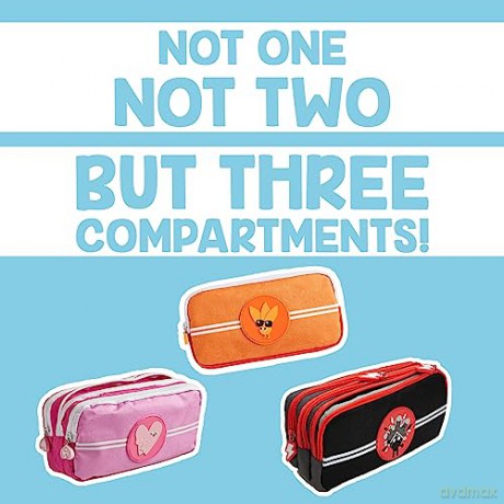 Tinc Black Triple Zip School Pencil Case - Three Large Pockets Perfect for Stationery, KRTRIPPC