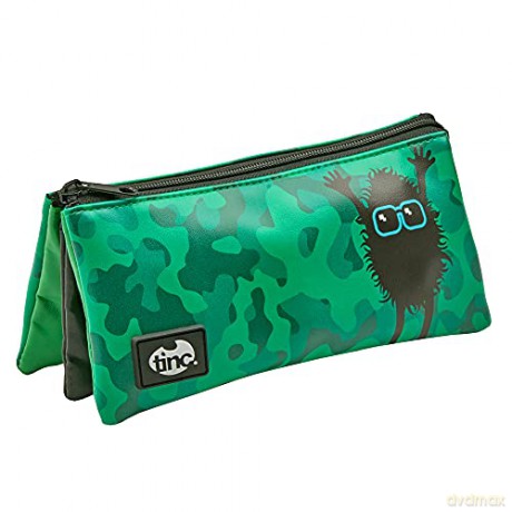 Tinc Green Tri Compartment Pencil Case