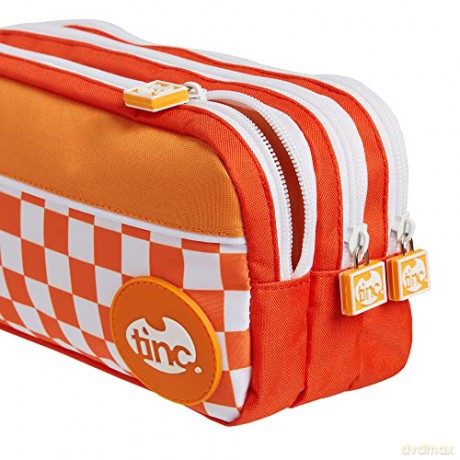 Tinc Orange Triple Zip 3 Compartment Pencil Case for Kids and Teens School Stationery Holder - Perfect for School and Homework - Cool Ojay Tribal Design