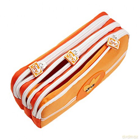 Tinc Orange Triple Zip 3 Compartment Pencil Case for Kids and Teens School Stationery Holder - Perfect for School and Homework - Cool Ojay Tribal Design