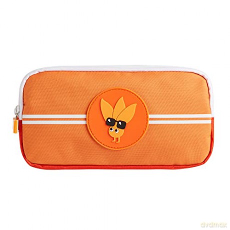 Tinc Orange Triple Zip 3 Compartment Pencil Case for Kids and Teens School Stationery Holder - Perfect for School and Homework - Cool Ojay Tribal Design