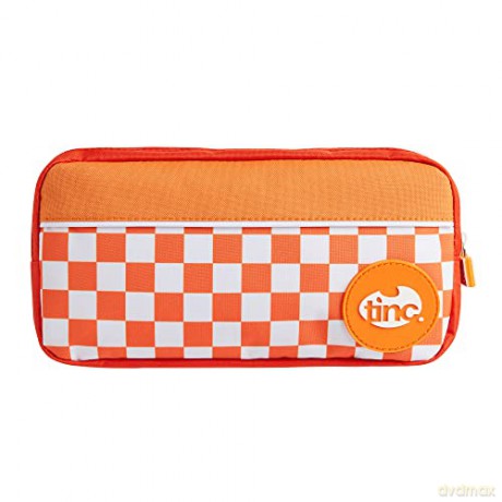 Tinc Orange Triple Zip 3 Compartment Pencil Case for Kids and Teens School Stationery Holder - Perfect for School and Homework - Cool Ojay Tribal Design