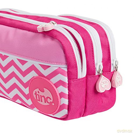 Tinc Pink Triple Zip 3 Compartment Pencil Case for Kids and Teens School Stationery Holder - Perfect for School and Homework - Cool Mallo Tribal Design