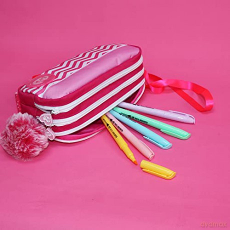 Tinc Pink Triple Zip 3 Compartment Pencil Case for Kids and Teens School Stationery Holder - Perfect for School and Homework - Cool Mallo Tribal Design