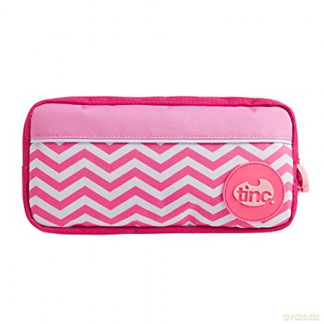 Tinc Pink Triple Zip 3 Compartment Pencil Case for Kids and Teens School Stationery Holder - Perfect for School and Homework - Cool Mallo Tribal Design