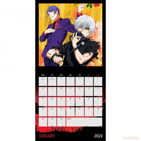 Tokyo Ghoul 2024 Calendar, Month To View Square Wall Calendar, Official Product - Danilo Promotions Ltd [KALENDARZ]