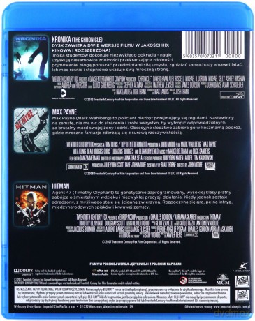 Kronika / Max Payne / Hitman [BOX] [3Blu-Ray]