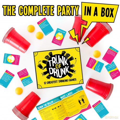 Trunk of Drunk - Fun Adult Party Game, Perfect for Drinking Games, Adult Board and Card Games, Funny Party Games for Adults with 12 Fun Drinking Games, Great Stocking Fillers [KSIĄŻKA]