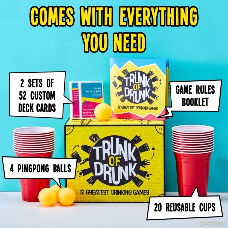 Trunk of Drunk - Fun Adult Party Game, Perfect for Drinking Games, Adult Board and Card Games, Funny Party Games for Adults with 12 Fun Drinking Games, Great Stocking Fillers [KSIĄŻKA]