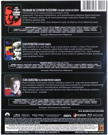 Polowanie na Czerwony Październik / Czas Patriotów / Stan zagrożenia [BOX] [3Blu-Ray]