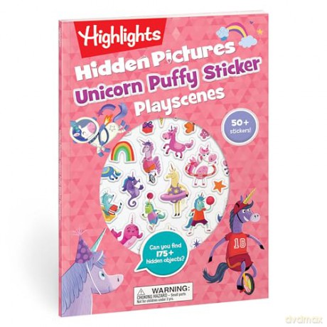 Unicorn Puffy Sticker Playscenes: Unicorn Sticker Activity Book, 50+ Reusable Stickers, Decorate Pictures and Solve Puzzles, Sticker Book for Kids - Highlights [KSIĄŻKA]