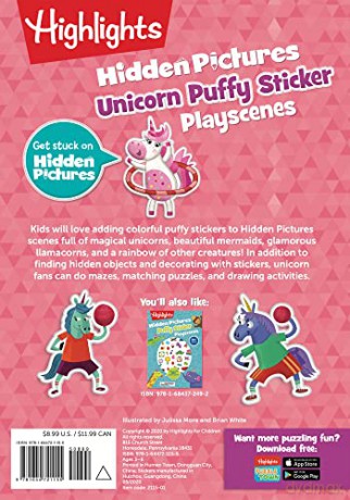 Unicorn Puffy Sticker Playscenes: Unicorn Sticker Activity Book, 50+ Reusable Stickers, Decorate Pictures and Solve Puzzles, Sticker Book for Kids - Highlights [KSIĄŻKA]