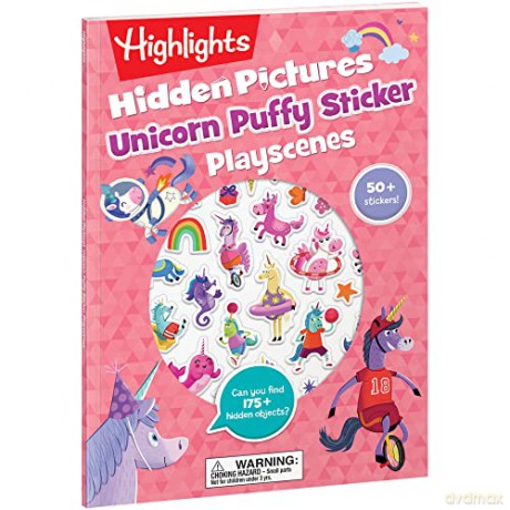 Unicorn Puffy Sticker Playscenes: Unicorn Sticker Activity Book, 50+ Reusable Stickers, Decorate Pictures and Solve Puzzles, Sticker Book for Kids - Highlights [KSIĄŻKA]