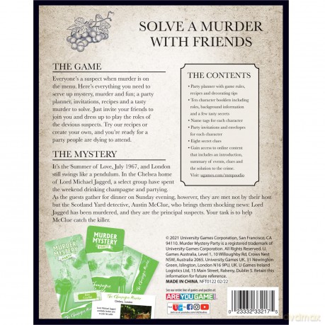University Games 33217 The Champagne Murder Mystery Party Lord Michael Game, Black, One Size [KSIĄŻKA]