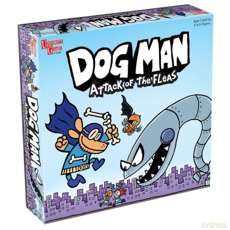 University Games E2:E3Dog Man Attack of the Fleas Board Game | For 2-6 Players 07010 Blue [KSIĄŻKA]