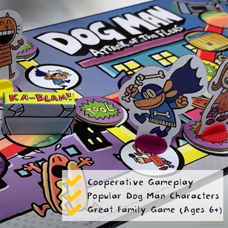 University Games E2:E3Dog Man Attack of the Fleas Board Game | For 2-6 Players 07010 Blue [KSIĄŻKA]