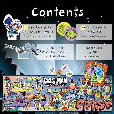 University Games E2:E3Dog Man Attack of the Fleas Board Game | For 2-6 Players 07010 Blue [KSIĄŻKA]