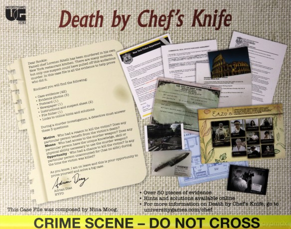 University Games Murder Mystery Case File A Chef's Knife, 33283, For age 12 years and over [KSIĄŻKA]