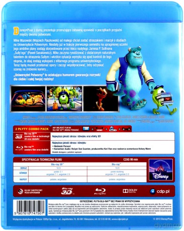 Uniwersytet potworny (Disney) [Blu-Ray 3D]+[Blu-Ray]
