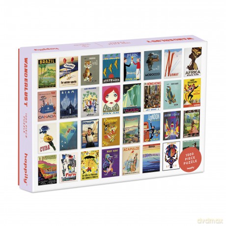 Wanderlust 1000 Piece Jigsaw Puzzle for Adults | Premium 100% Recycled Board | 1000 Piece Travel Jigsaw Puzzle | Gifts for Travellers | Happily Jigsaw Puzzles [PUZZLE]