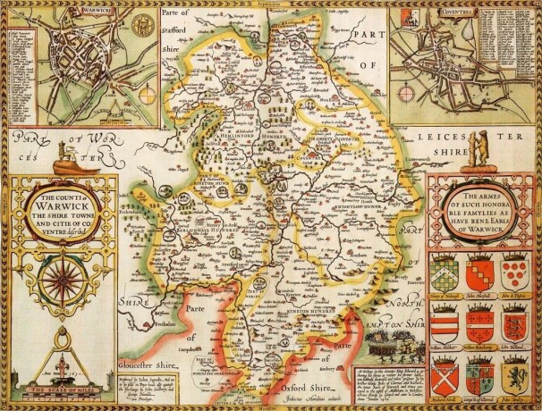 Warwickshire Historical Map 1000 Piece Jigsaw Puzzle (1610). Free print! [GRA]