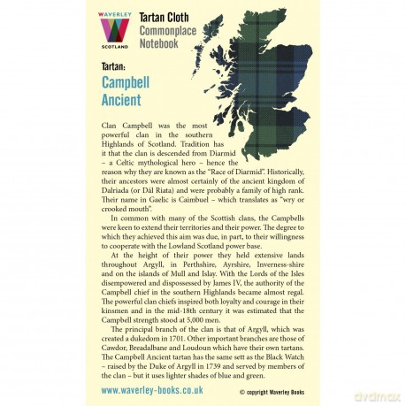 Waverley (M): Campbell Ancient Tartan Cloth Commonplace Pocket Notebook (Waverley Genuine Scottish Tartan Notebook) - Waverley Scotland [KSIĄŻKA]