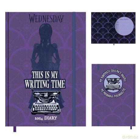 Wednesday 2024 Diary, A5 Diary Hard Cover, Day to a View Planner - Official Merchandise [KSIĄŻKA]