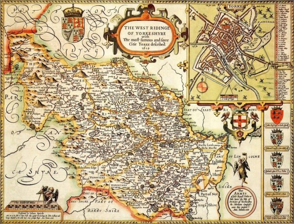 West Yorkshire Historical Map 1000 Piece Jigsaw Puzzle (1610). Free print! [GRA]
