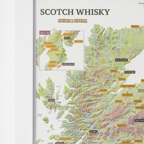 Whisky Distilleries Collect and Scratch Print - Poster for Scotch lovers - 29.7 (w) x 42.0 (h) cm - Maps International [KSIĄŻKA]